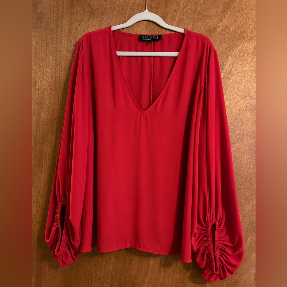 Eloquii Women's Vibrant Red Blouse